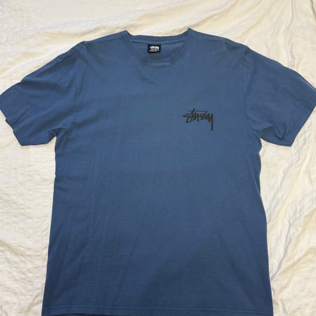 스투시 20년도 파이어 버닝 로고 티셔츠 블루 M
