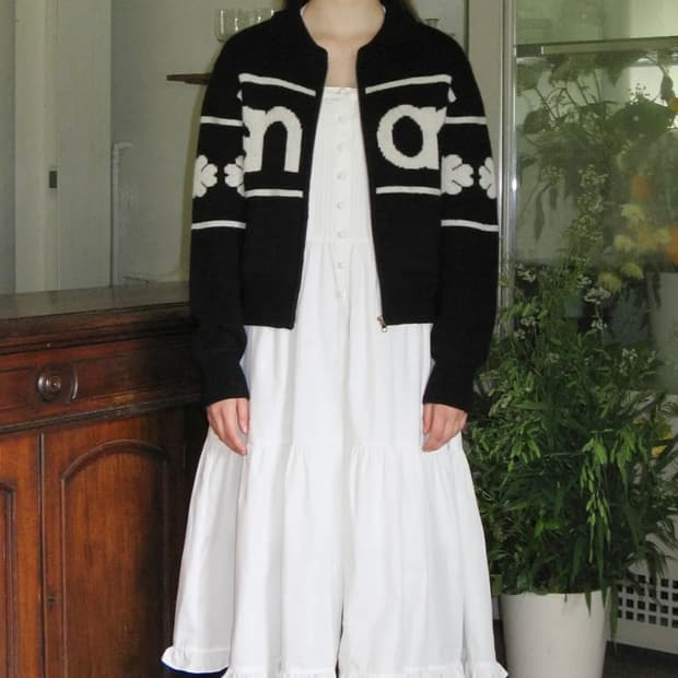 시눈 로고 니트 집업 블랙