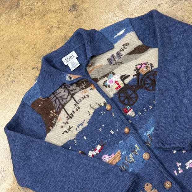 모리 빈티지 니트 집업 