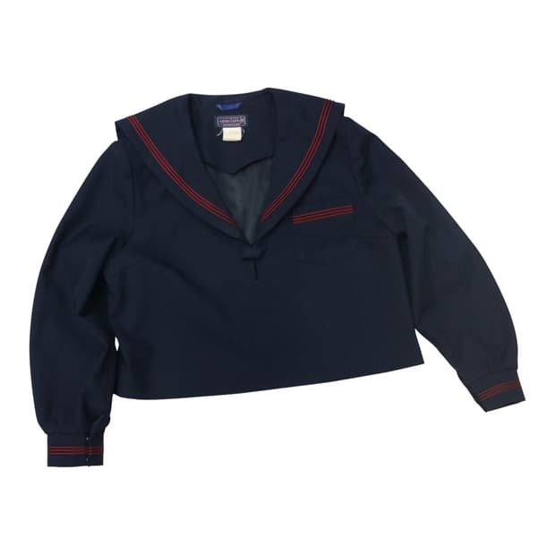 SCHOOL TIGER 빈티지 세일러 칼라 레드 라인 포인트 네이비 자켓