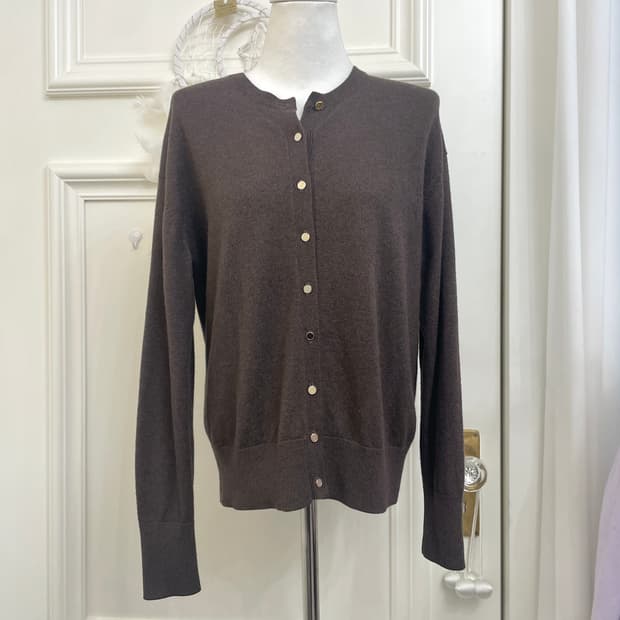 brown gold button autumn cardigan
