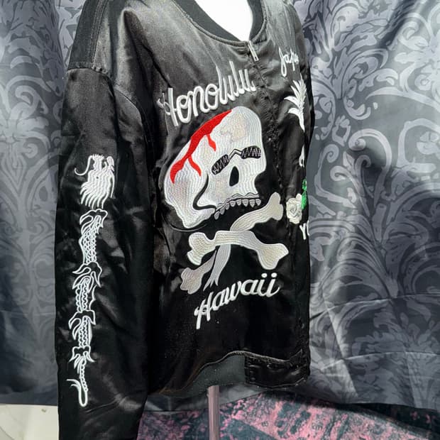 펑키 해골 자수 붐버자켓