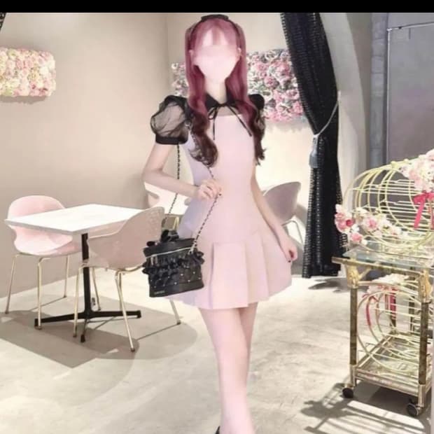 미셸마카롱 허니뮤 도트 카라 원피스 양산형 스나계