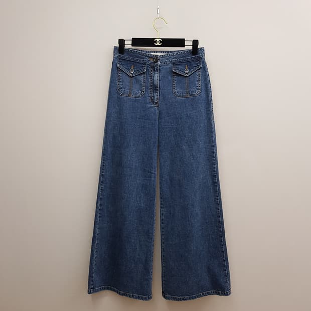 아떼 2022 하이웨스트 포켓 포인트 와이드 데님 팬츠 38사이즈