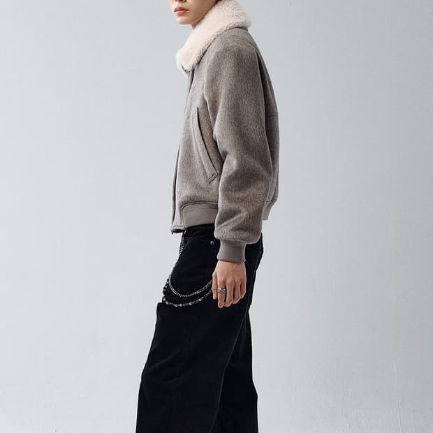 알렌느 알파카 시어링 블루종 그레이 2사이즈 새상품