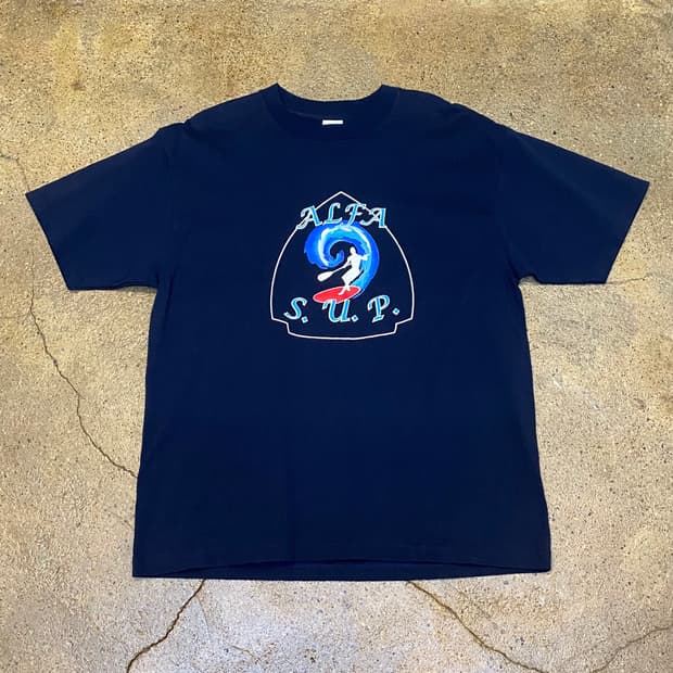 미국 빈티지 알파 서프 프린팅 포인트 반팔티