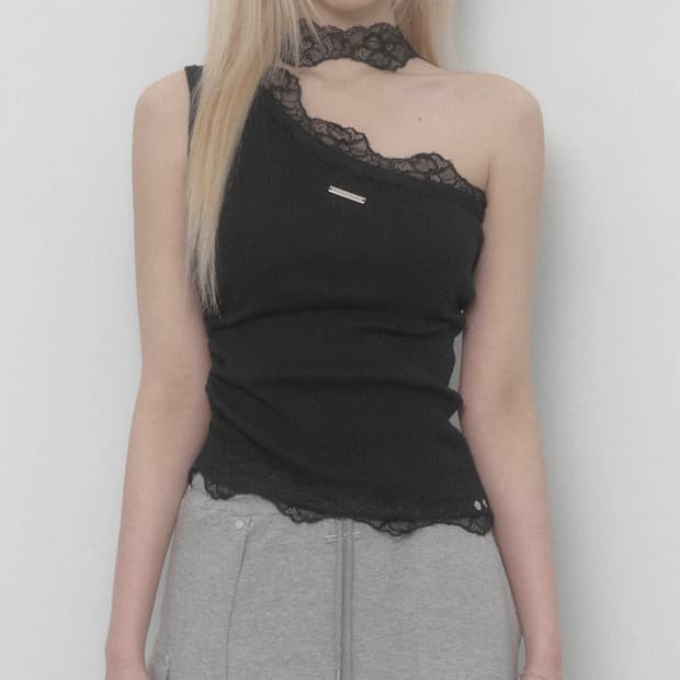 에트오소메 Lace One-shoulder Top