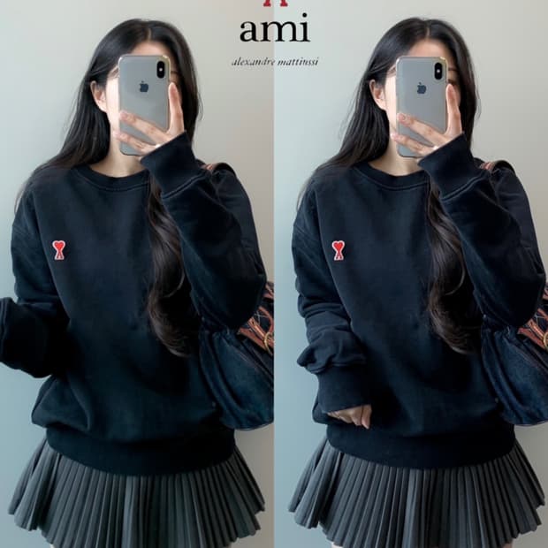 AMI 아미 스몰하트 맨투맨