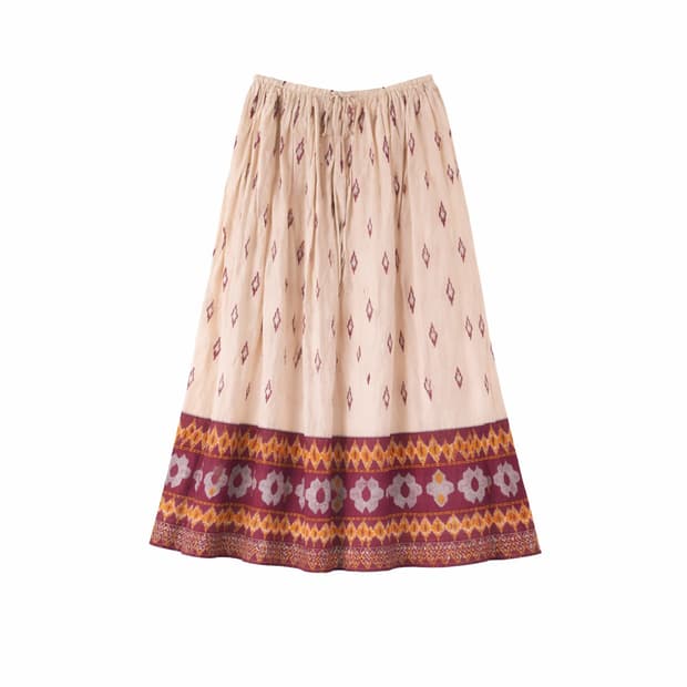 Cream Border Boho Flare Skirt