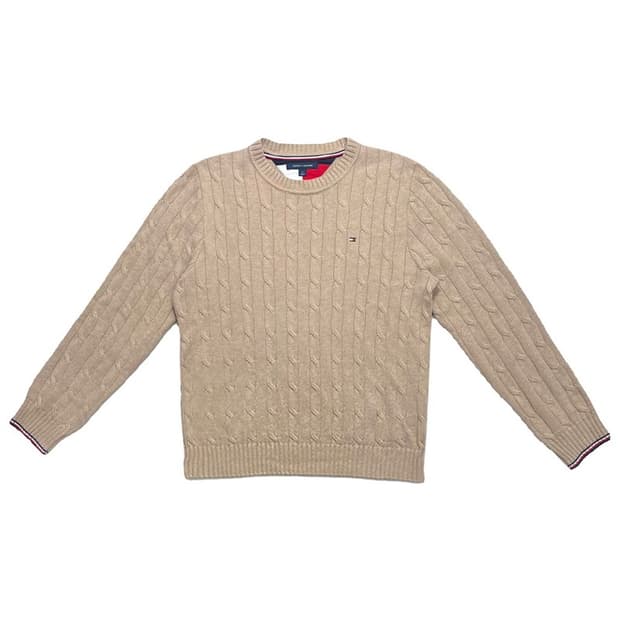 TOMMY HILFIGER 베이지 꽈배기 니트 M