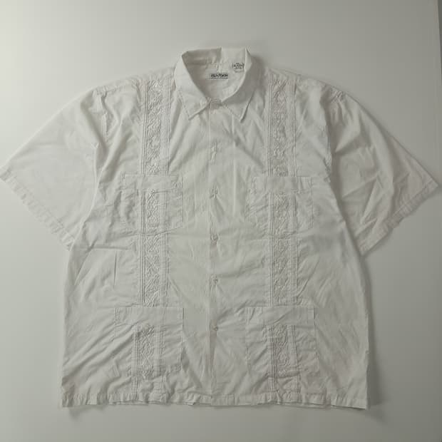 CK399 4XL 플래툰 00s 화이트 4포켓 과야베라 반팔 셔츠 남방