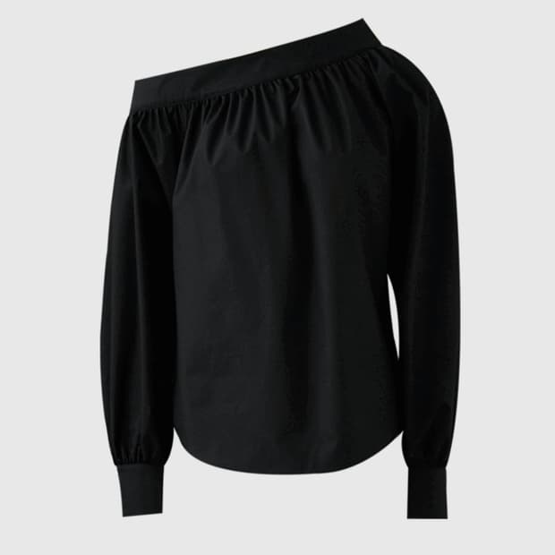 새상품) BRONN 브론 오프숄더 긴팔 블라우스 블랙