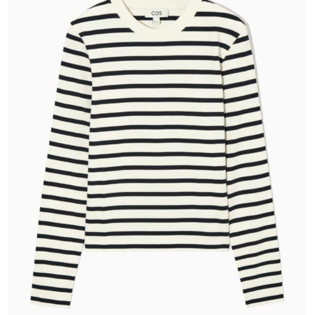 COS 코스 슬림 핏 헤비웨이트 롱 슬리브 티셔츠 블루