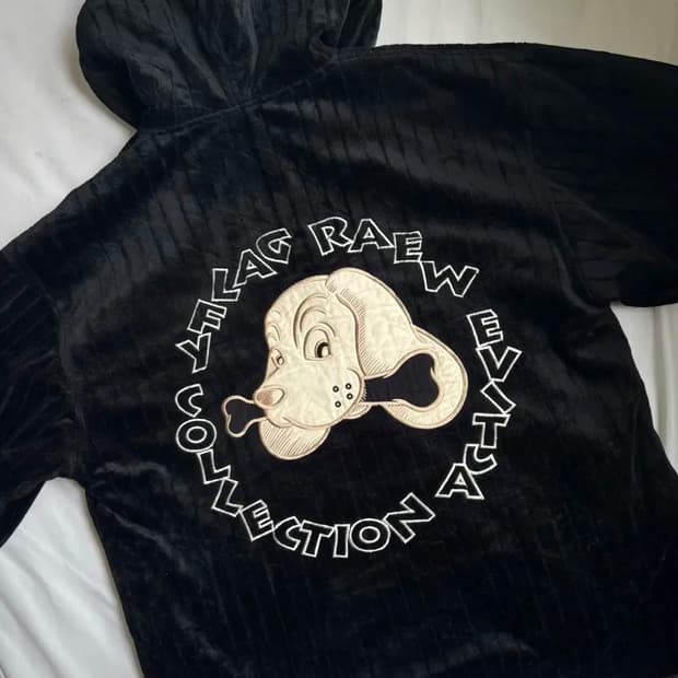 Galfy 빅로고 벨벳 스트라이프 후드집업 점퍼 갸루 펑크 올드스쿨