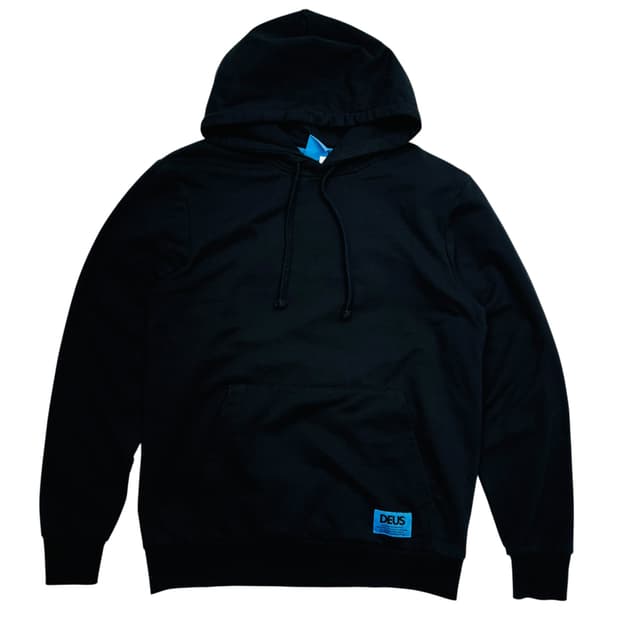 데우스 엑스 마키나 포켓 로고 블랙 후드티 S