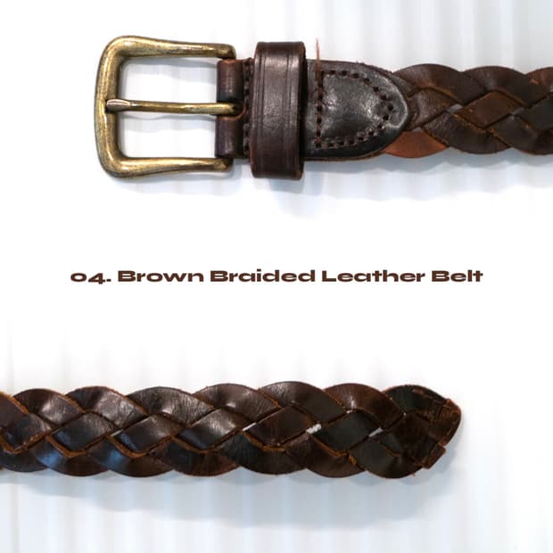 Brown Braided Leather Belt