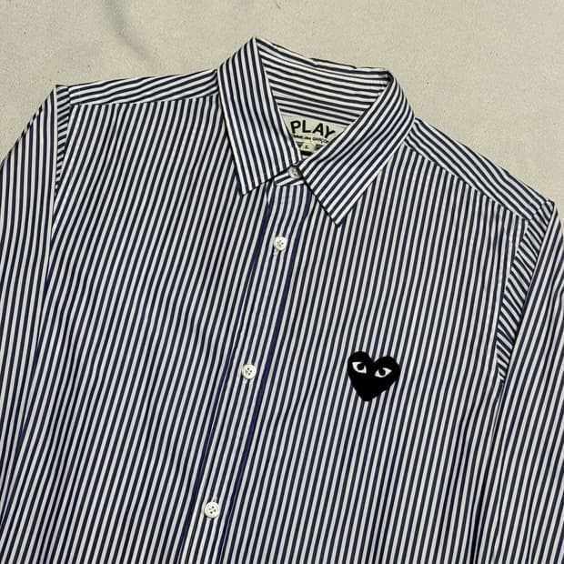 L 꼼데가르송 블루 스트라이프 셔츠