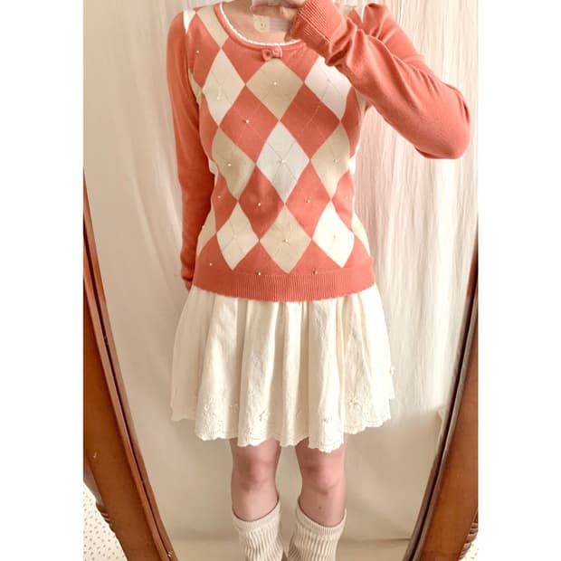 C.D.S 핑크 아가일 로걀탑