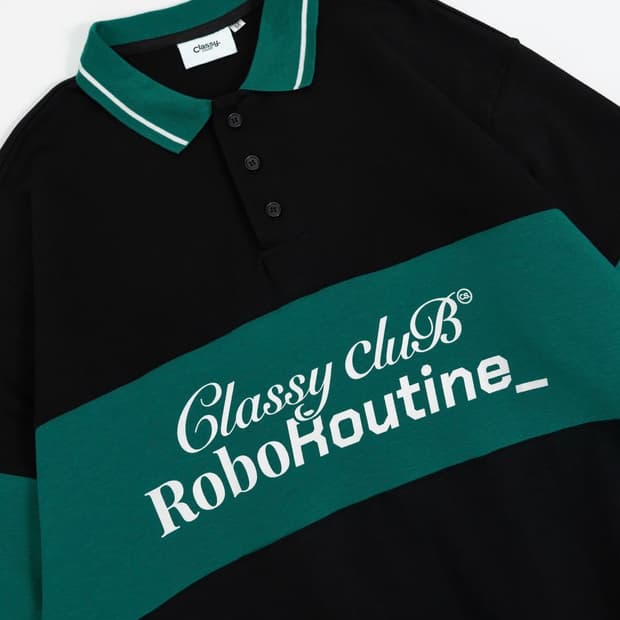 [새제품/L] Classy 폴로 스웻 셔츠 - 블랙