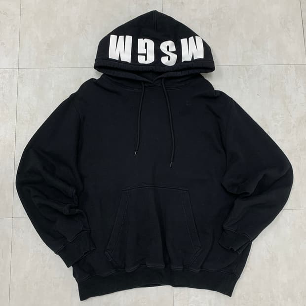 msgm 로고 블랙 후드티 #385