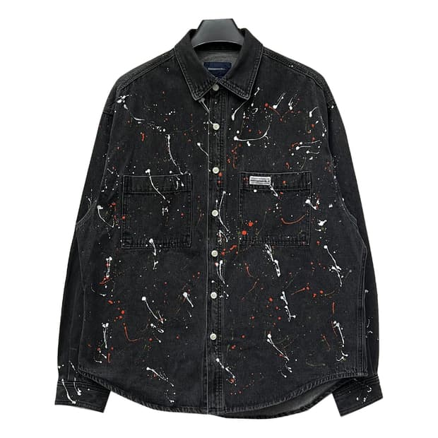 디스이즈네버댓 페인트 스플레터 흑청 데님 셔츠 XL