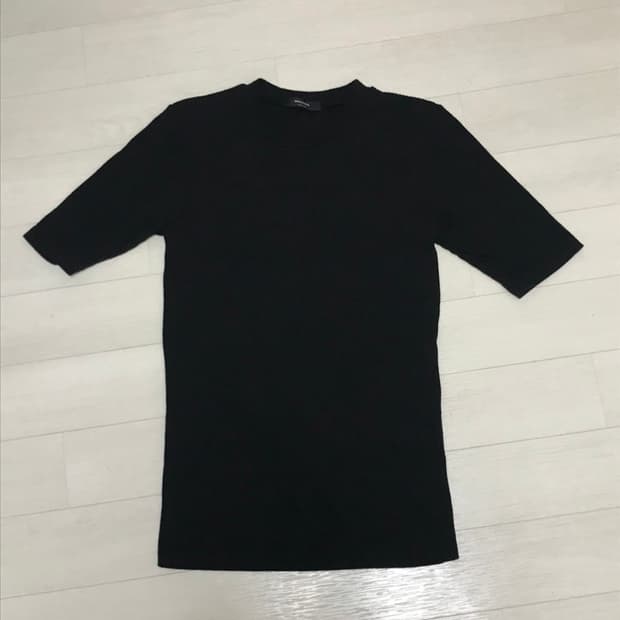 블랙 골지 반팔티셔츠 반팔티