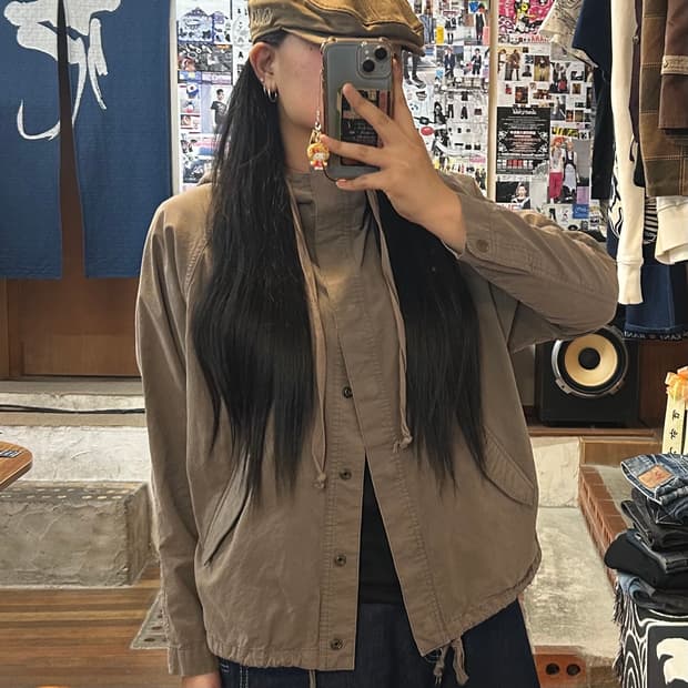 JPN 카키 브라운 후드 야상 자켓