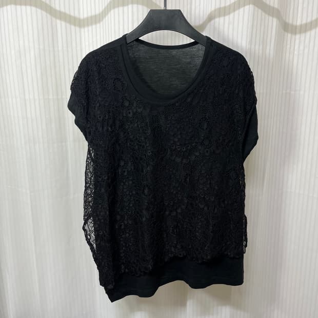 yohji yamamoto Y’s lace cap sleeve tee