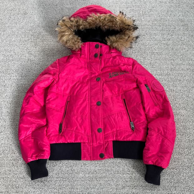 핑크 갸루 퍼 다운자켓
