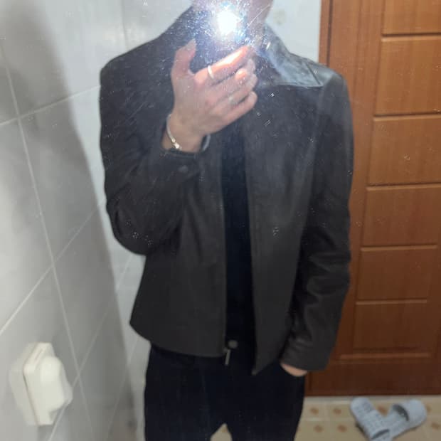 Get used 하이넥 양가죽 레더 자켓