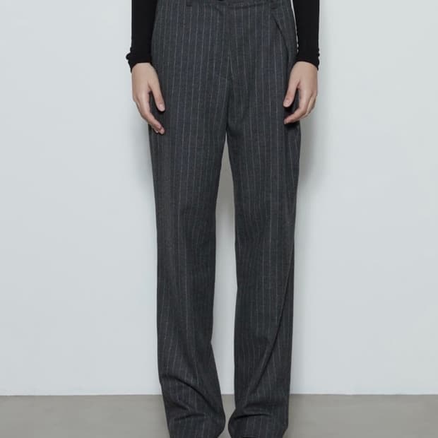 THREE TO EIGHTY Folded Pinstripe Trouser