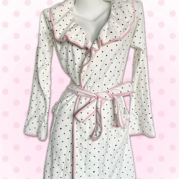 히메갸루 흰핑 도트 로브 샤워가운 헤이세이 방꾸템 핀터레스트