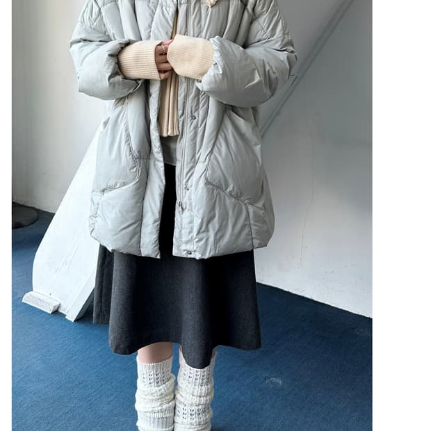 Padded design crew neck over parka