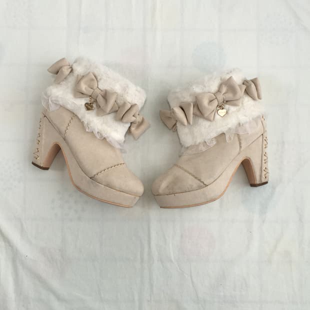 마지막 가격) 리즈리사 Liz Lisa 오네갸루 히메갸루 리본 퍼 부츠