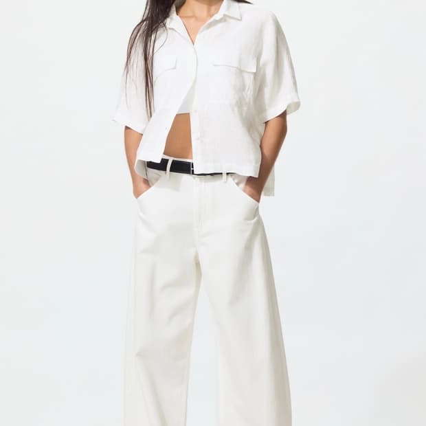 유니클로 배기커브진 75cm 화이트(W24)