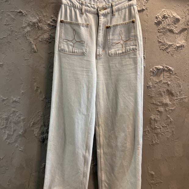 산드로 파리 스티치 포켓 라이트 데님 팬츠 36