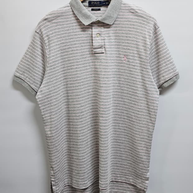 폴로랄프로렌 스트라이프 핑크포니 반팔카라티 L