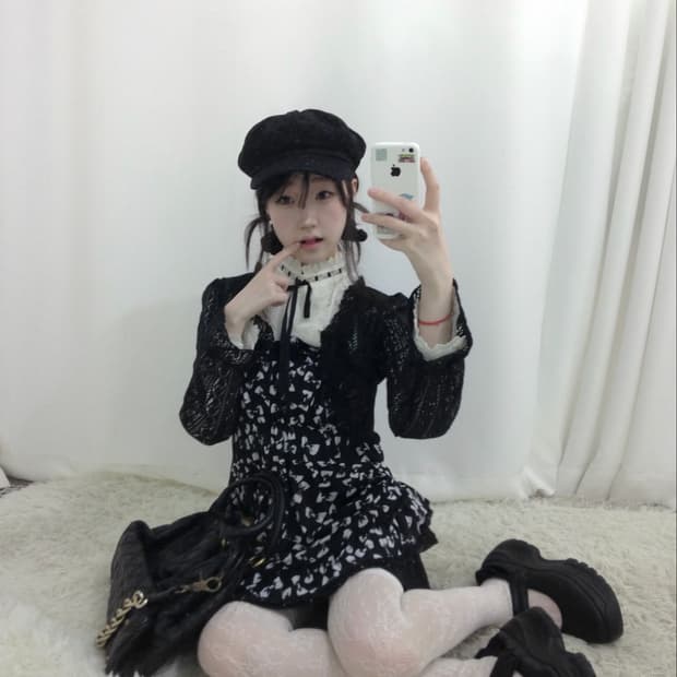 빈티지 니혼진 블랙 리본 오타쿠맛 코디세트