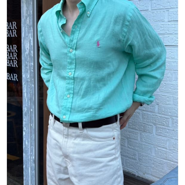 폴로 POLO  남성 린넨 셔츠 클래식핏 M(100-105) 정품   