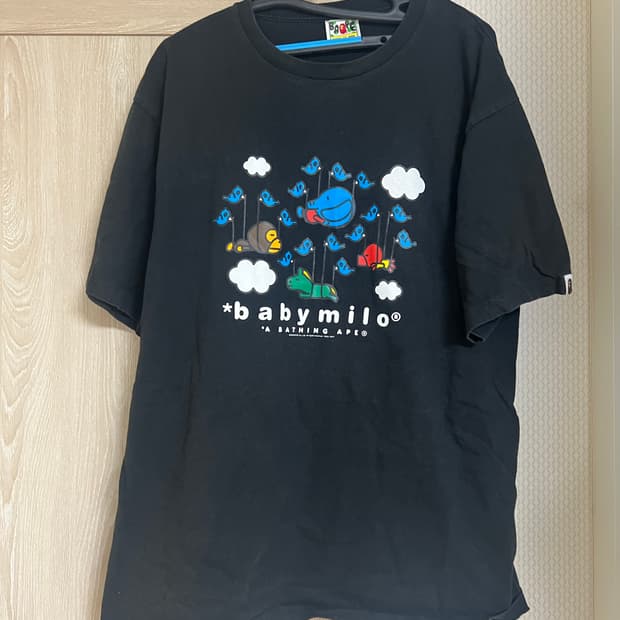 베이프 베이비 마일로 블랙 그래픽 티셔츠 2xl