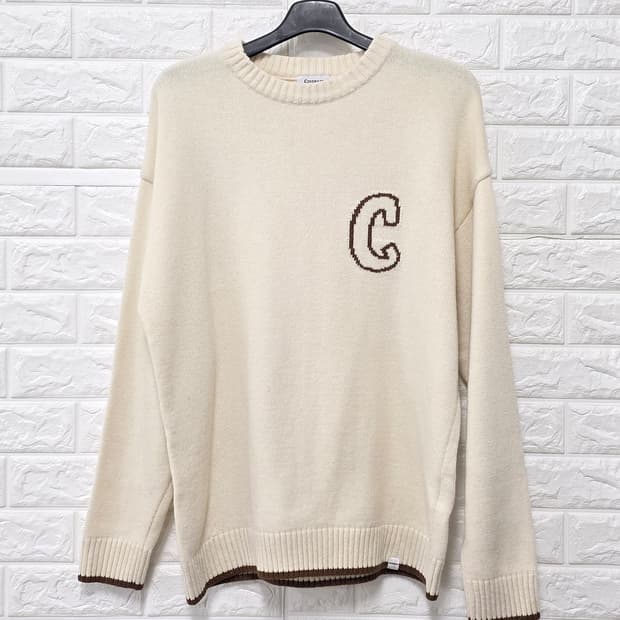 택포_ 커버낫 C 로고 니트 아이보리 L