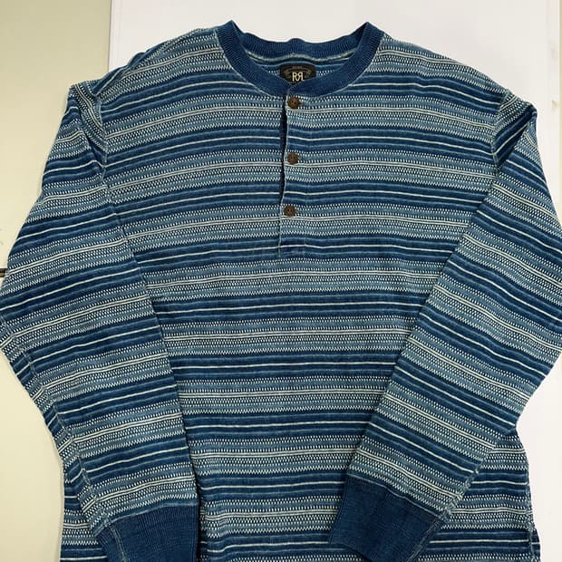 rrl 인디고 자카드 헨리 셔츠 XL
