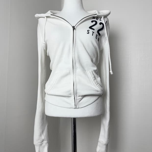 홀리스터 딱붙 화이트 후드집업