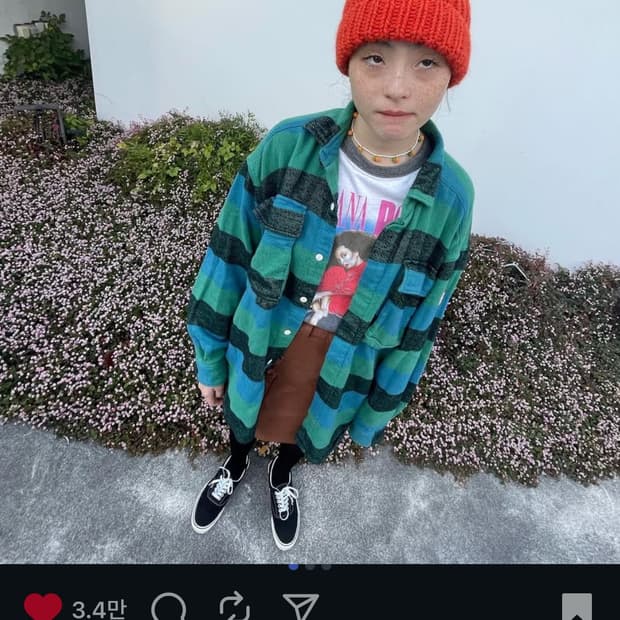 카브엠트 플란넬 체크 빅 셔츠 남방 M