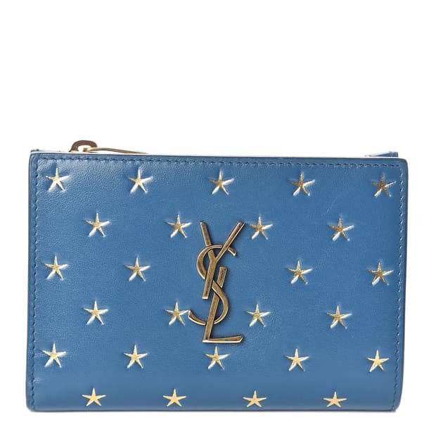 Ysl 입생로랑 스카이블루 스타 레더 반지갑