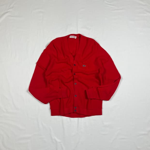 80‘s izod 라코스테 블루 로고 니트 가디건