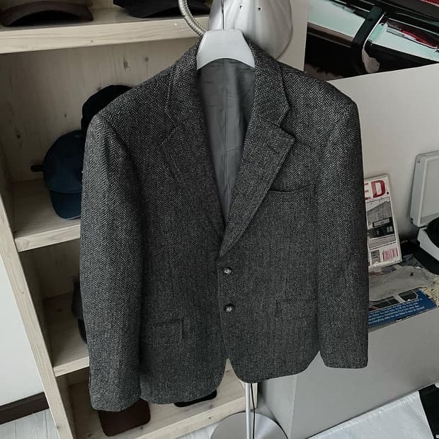 버버리 헤링본 울 자켓