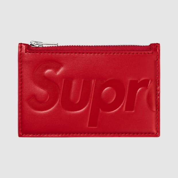 슈프림 레더 집 카드 홀더 레드