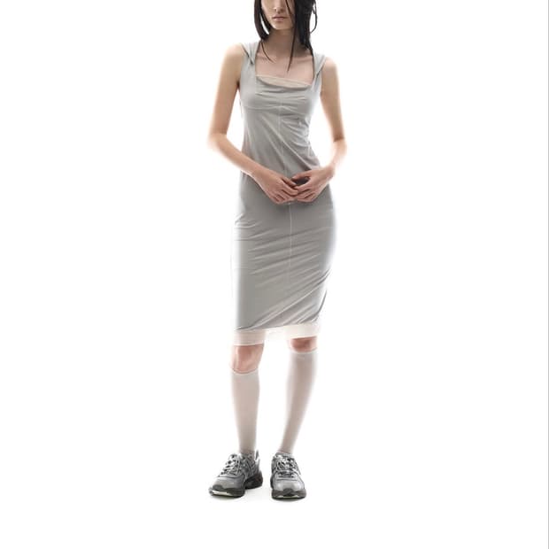OJOS Flatseam Halter Midi Dress / Grey