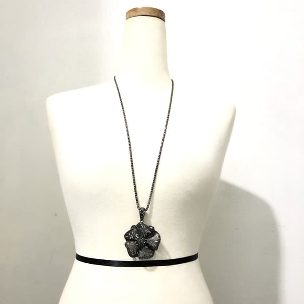 빈티지 올리브 큐빅 플라워 롱목걸이 페어리 오리엔탈 갸루